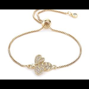 NEW Gold CZ Bee Bracelet